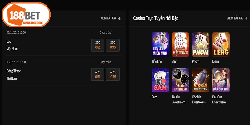 Khẳng định uy tín, loại bỏ lo lắng qua kho game 188BET cực kỳ đa dạng